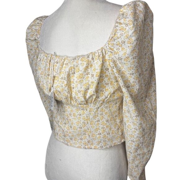 NWT LUSH Brynn front tie top size Small yellow floral - Picture 6 of 9